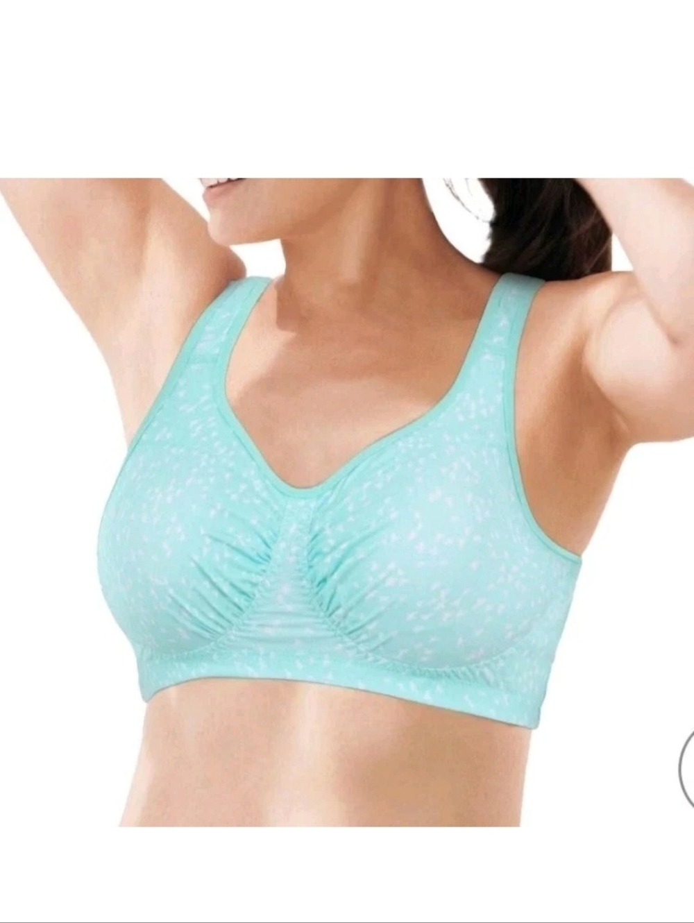 NEW Comfort Choice Women's Plus Size Wireless Leisure Bra Birds Mint White 52 C